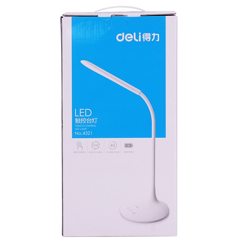 得力（deli） 4321 LED软管充电台灯 360度自由调节USB充电 白色