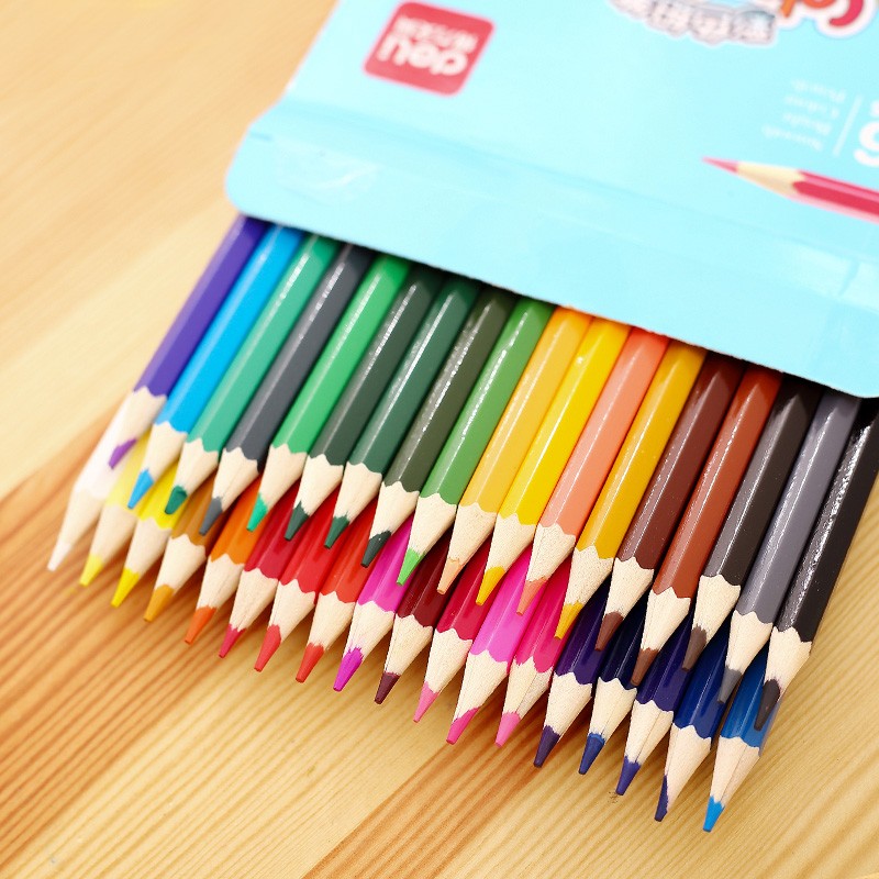 得力（deli）彩色铅笔绘画写生手绘画笔套装涂色涂鸦画画36色带卷笔刀颜色随机 36色盒装
