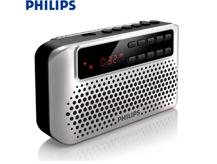 飞利浦(PHILIPS) SBM120 SLV 插卡音箱 便携小音响 FM收音机 音乐MP