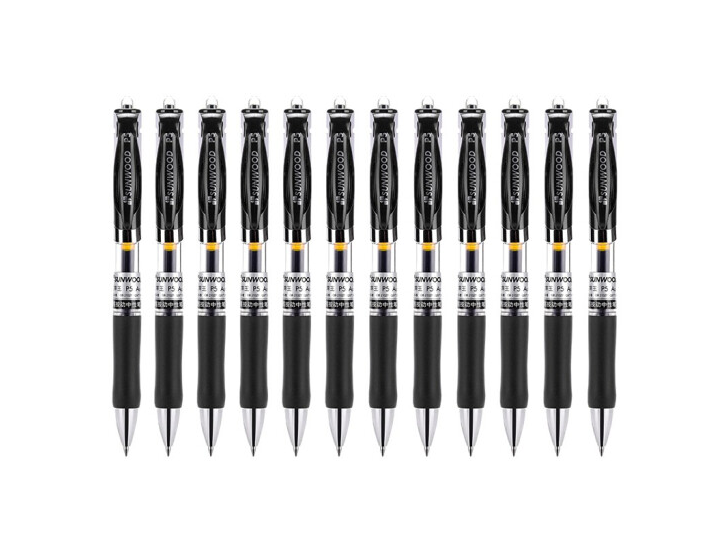 三木效率王系列 0.5mm黑色经典子弹头中性笔/签字笔/水笔12支/盒 按动式P5黑色 1