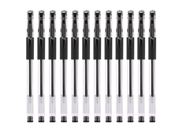 三木(SUNWOOD)效率王系列 0.5mm黑色经典子弹头中性笔/签字笔/水笔 12支/盒