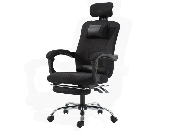 电脑椅  家用人体工学网布椅转椅 黑色可躺+搁脚