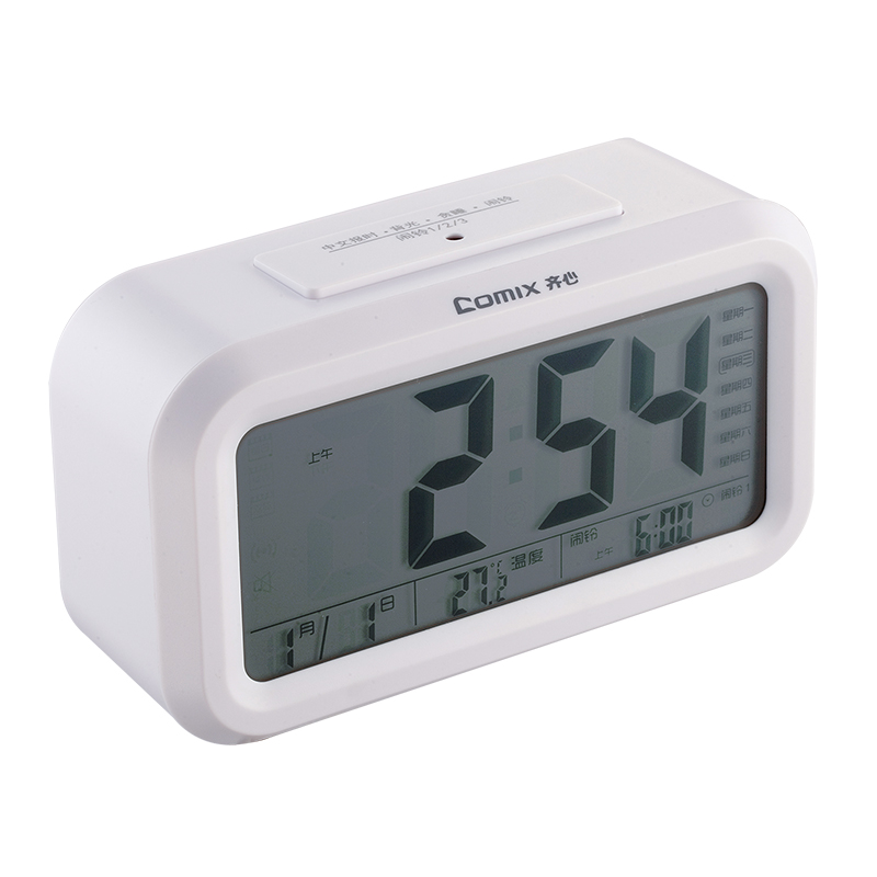 齐心（COMIX） L806多功能电子钟电子温湿度计日历闹钟背光 颜色随机