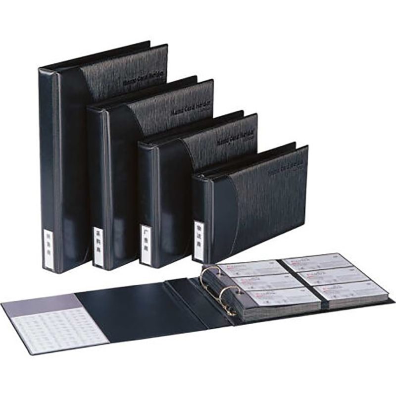 齐心（COMIX）易分类大容量商务名片册 黑色 D型夹 再生纸板芯 A1610 二段四格 