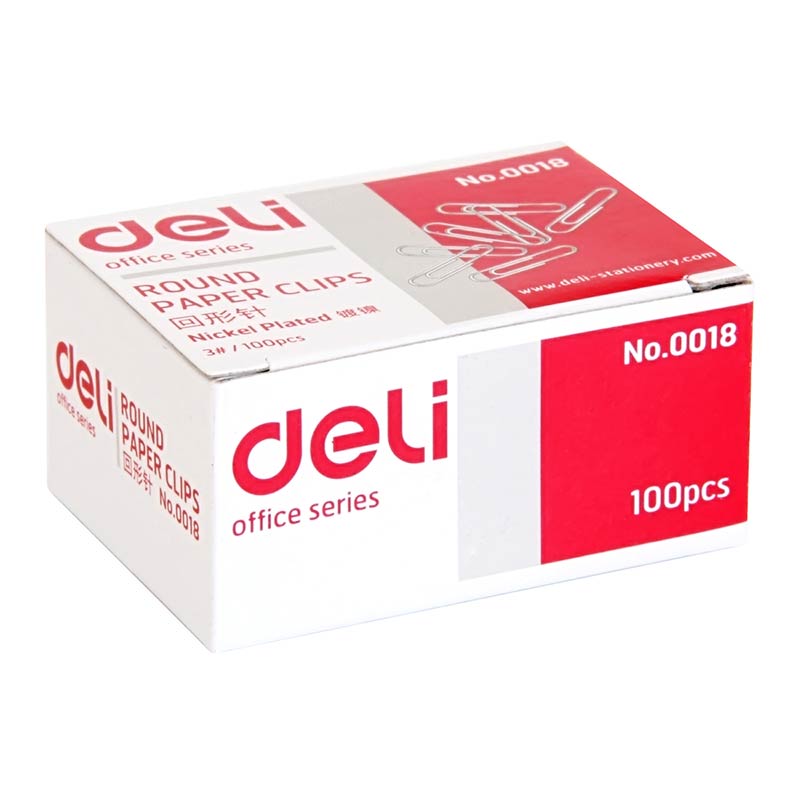 得力(Deli) 0018 金属原色回形针29毫米  100枚/盒