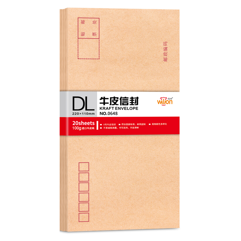 惠朗（huilang）20张5号牛皮纸信封_加厚邮局标准信封工资袋220_110mm064