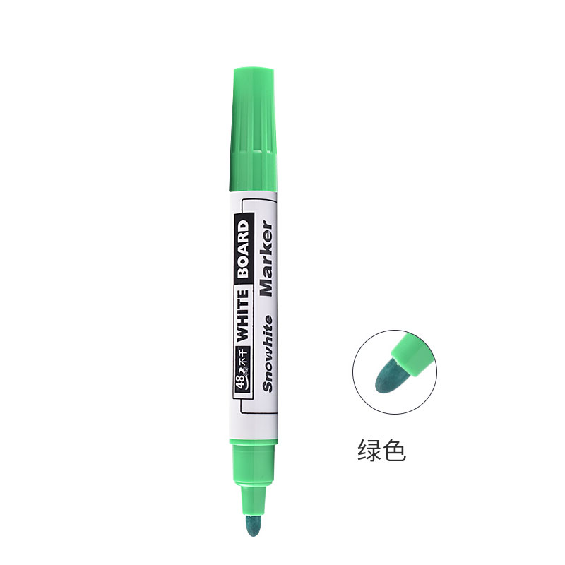 白雪(snowhite)单头绿色白板笔可擦易擦办公记号笔会议笔 10支盒WB-558