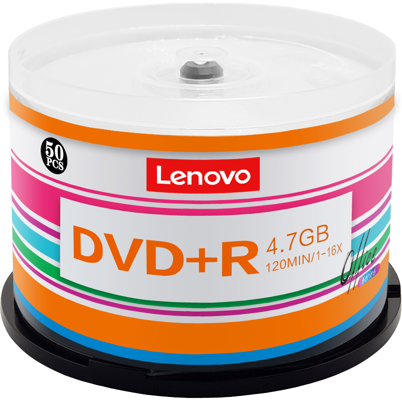 联想（Lenovo）DVD+R 光盘/刻录盘 16速4.7GB 办公系列 桶装50片 空白