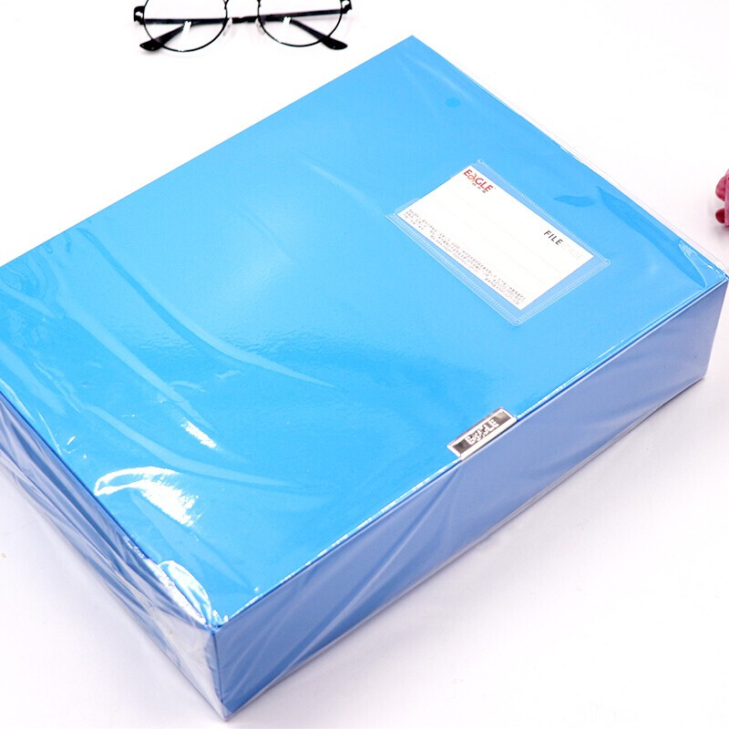 益而高（EaGLE）经济档案盒资料册文件盒大容量粘扣 蓝色 侧宽75mm 9075
