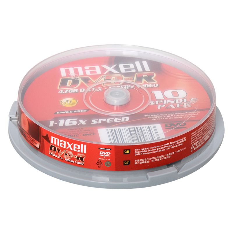 麦克赛尔 maxell 光盘 10片/筒 DVD-R 16X 4.7G