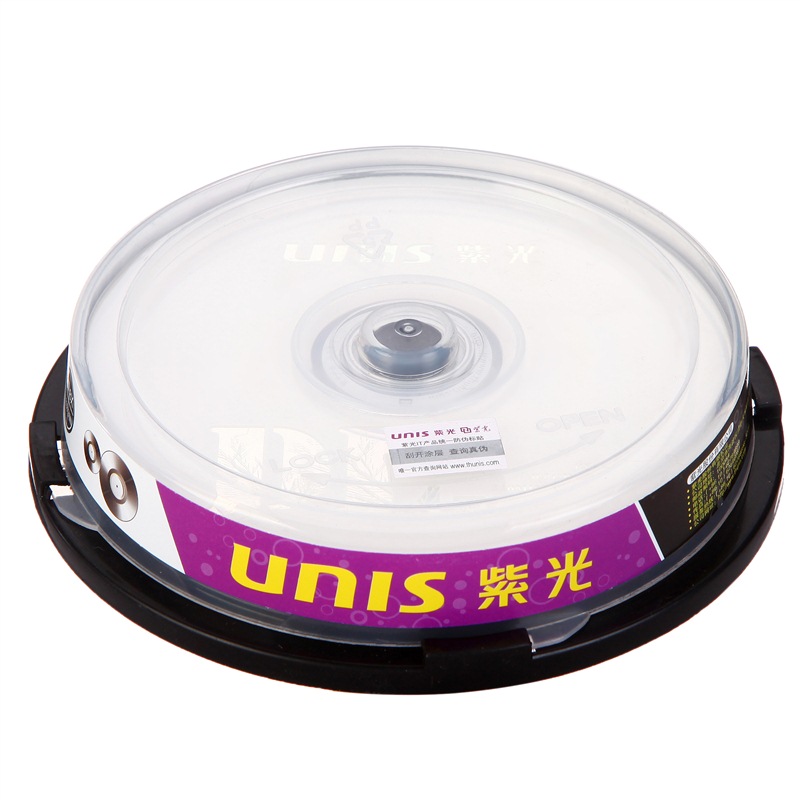 紫光（UNIS） DVD+R DL光盘/刻录盘 8速8.5G 单面双层 桶装10片 空白光盘