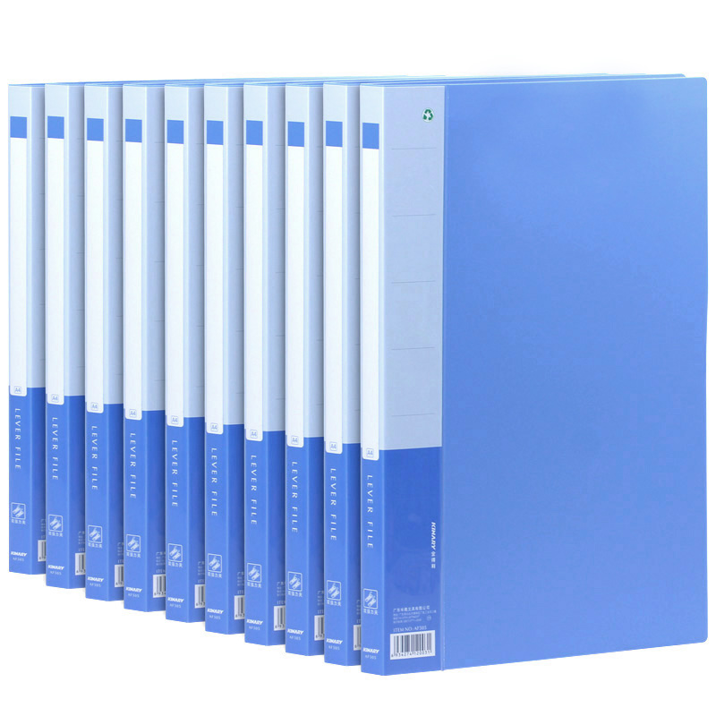 金得利（KINARY）10个装 A4优系列金属单强力夹硬文件夹带插袋资料夹 AF502-1
