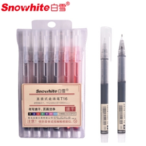 白雪(snowhite)T16 彩色速干直液式走珠笔中性笔 4黑2红 6支/套