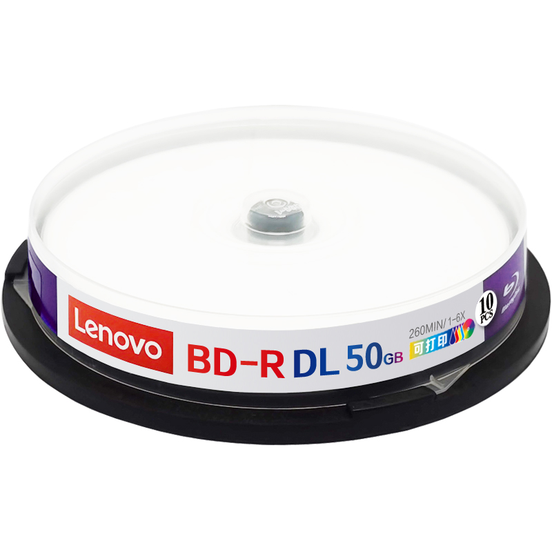 联想（Lenovo）BD-R DL 蓝光空白光盘/刻录盘 1-6速50GB  桶装10片