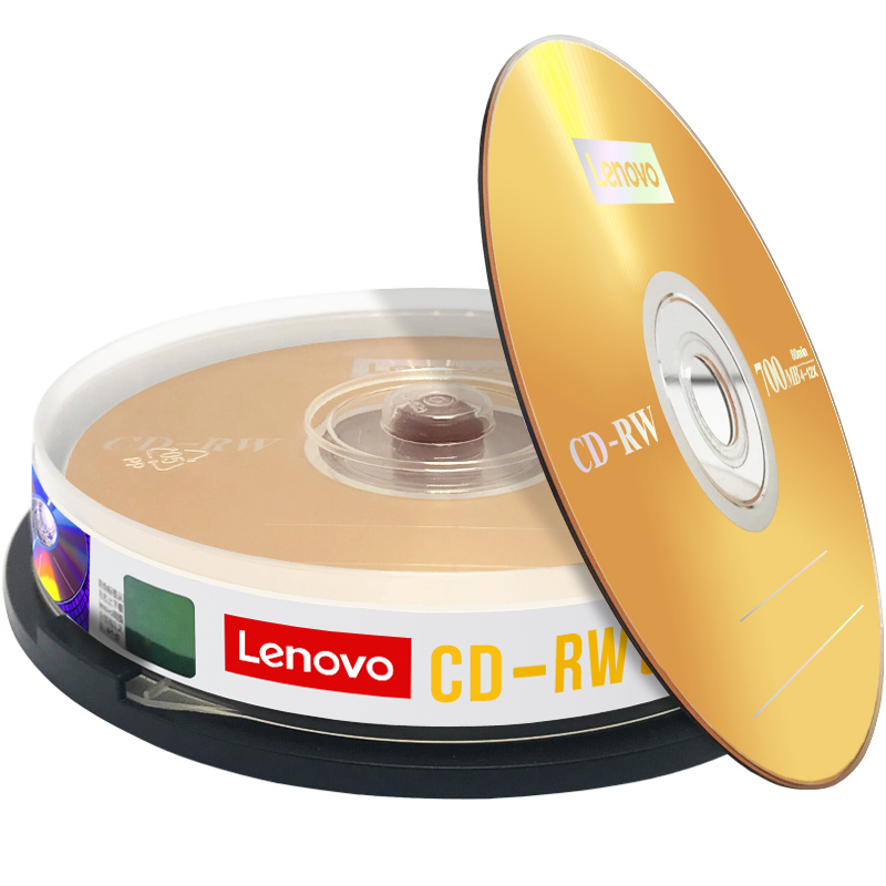联想（Lenovo）CD-RW 空白光盘/刻录盘 4-12速700MB  桶装10片 可擦