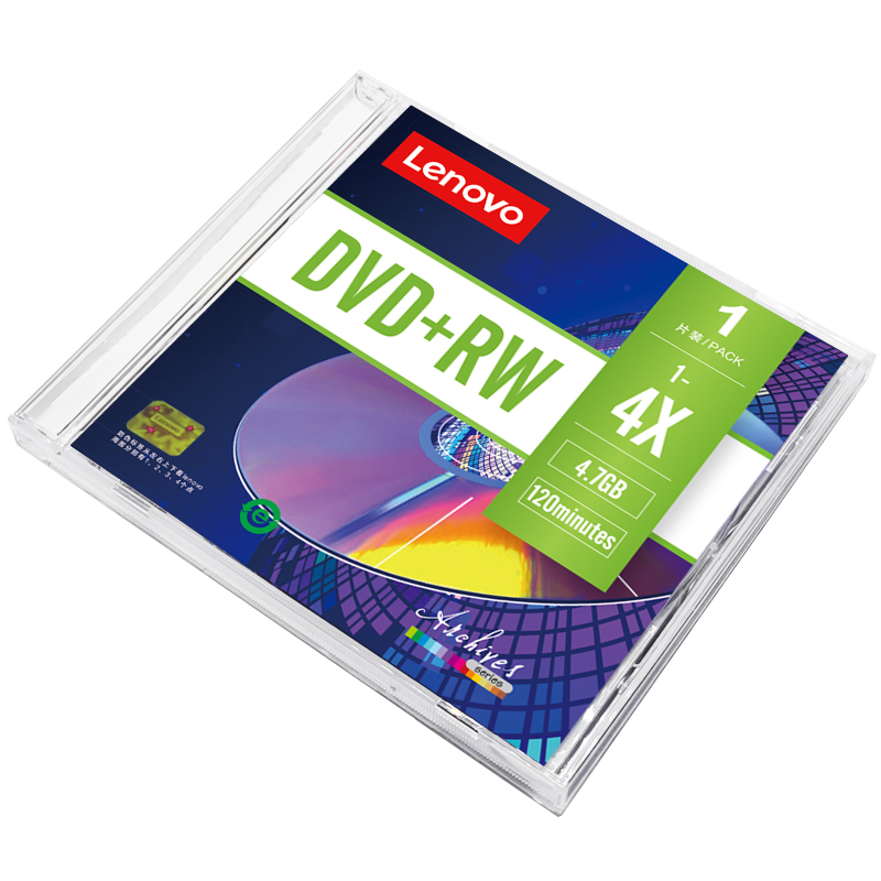 联想（Lenovo）DVD+RW 空白光盘/刻录盘 1-4速4.7GB 档案系列 单片盒装