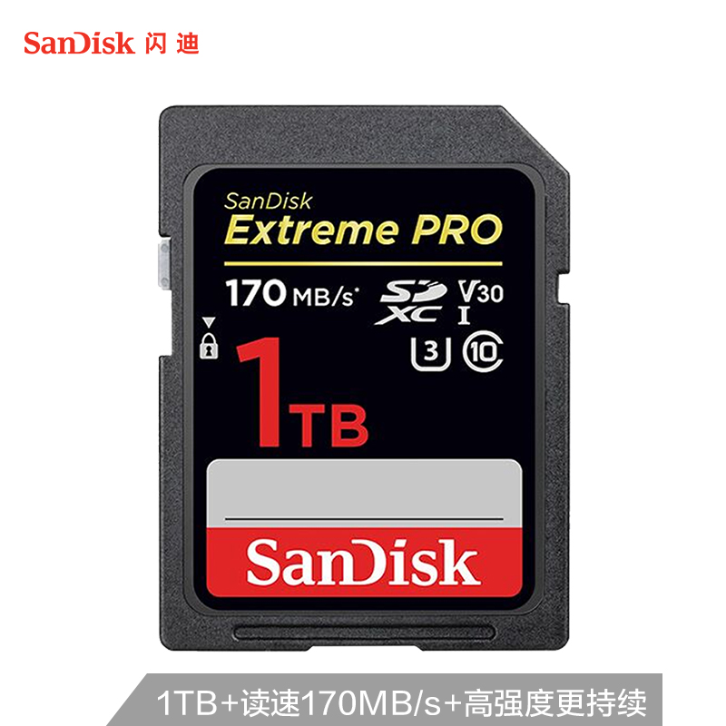 闪迪（SanDisk）1TB SD存储卡 U3 C10 4K 至尊超极速版码数相机内存卡 