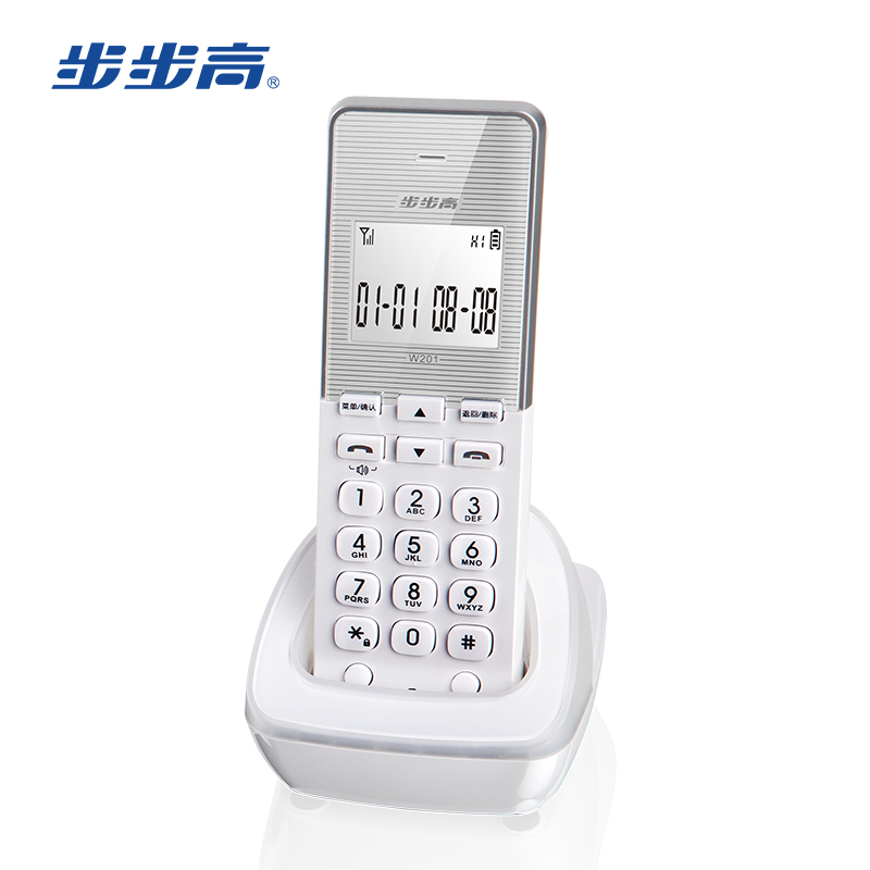 步步高（BBK）无绳电话机 无线座机 子母机 办公家用 白色背光大屏 三方通话 W201子