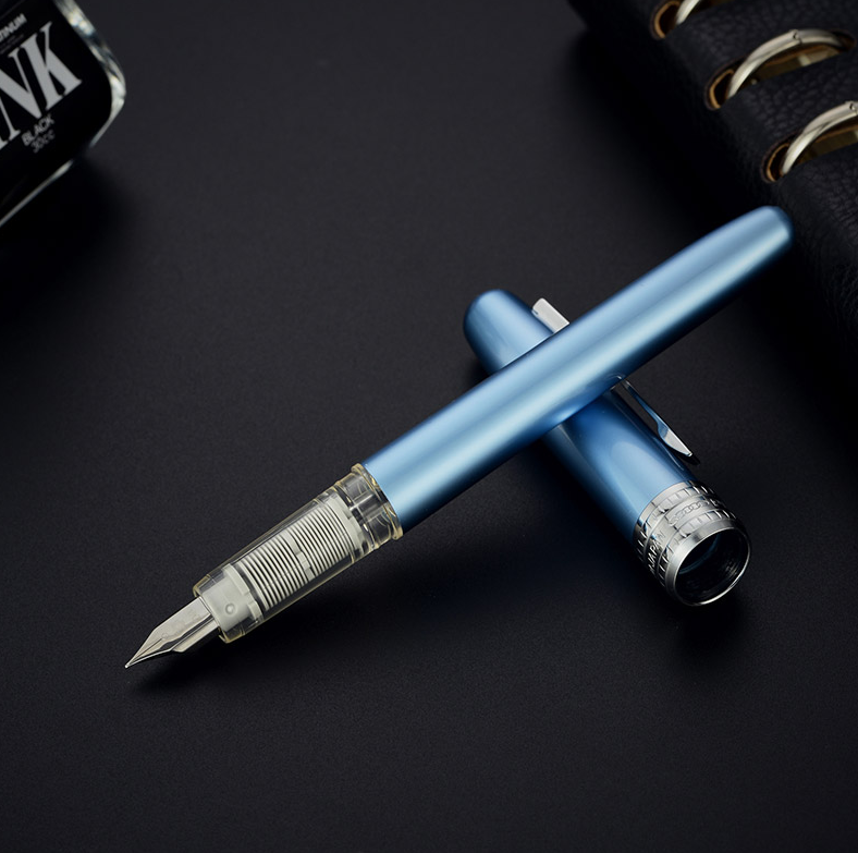 白金(Platinum)富士山盒绘套装彩色铝合金钢笔/墨水笔0.3MM铱金笔尖 薄蓝色PG