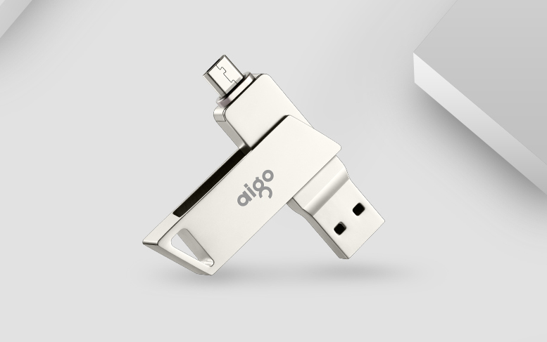 爱国者（aigo）128GB Micro USB USB3.0 U盘 U385银色 双接口
