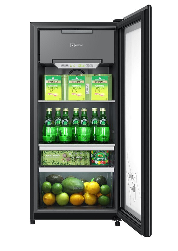 海尔冰吧 家用小型透明玻璃门单门冰箱 121升黑色电子控温带显示屏