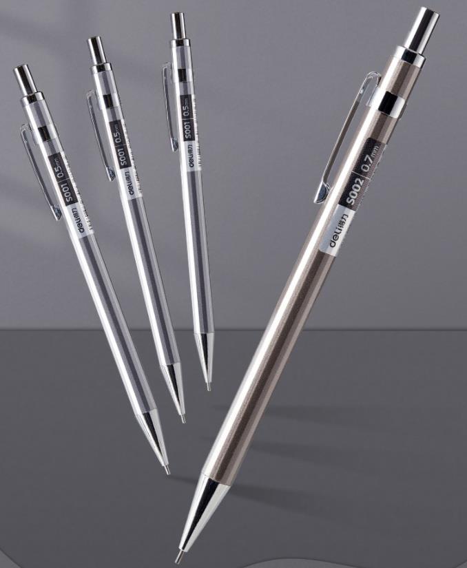 得力（deli）自动铅笔0.5学生考试金属铅笔0.7低重心笔可换芯活动铅笔 【0.5mm】