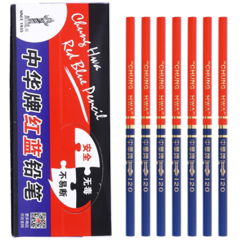 中华 120-红蓝 红蓝铅笔设计绘图 铅笔圆杆50支/盒（单位：支）