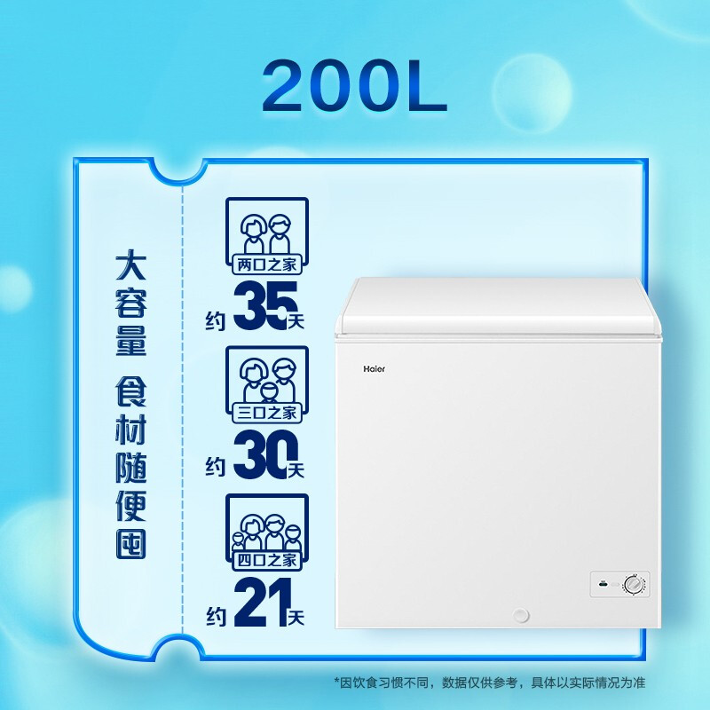 海尔 Haier 200升节能单温母乳小冰箱BC/BD-200GHM