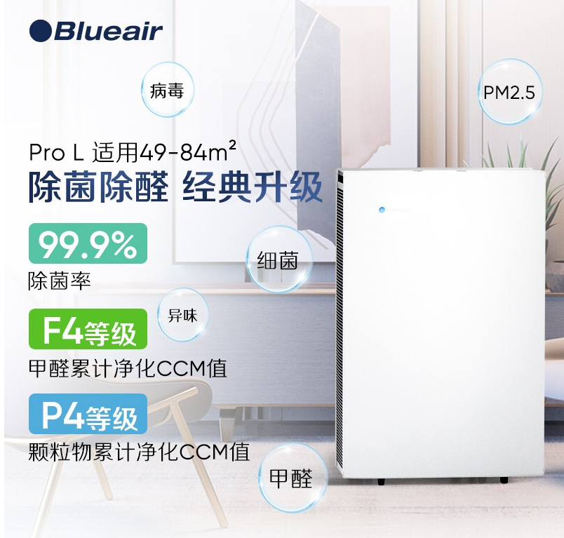 布鲁雅尔（Blueair） 空气净化器 Pro L M 603家用 除甲醛 除二手烟异味 Pro L净化器,优选49-84㎡