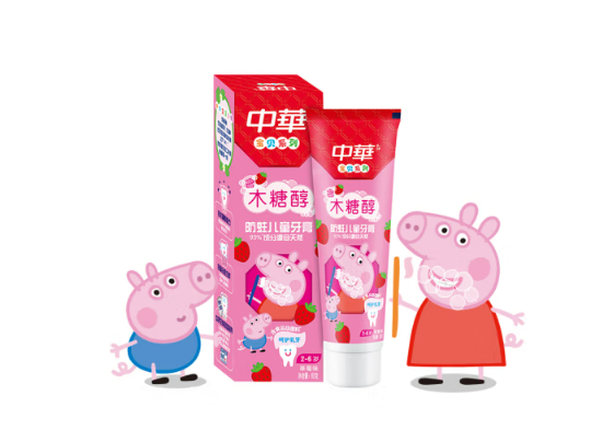 中华(Zhonghua)儿童木糖醇防蛀牙膏草莓味 换牙期强健恒牙60g*3支装