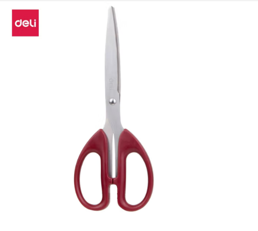 得力（deli）剪刀 21厘米长大剪刀 6010 手工剪刀 红色