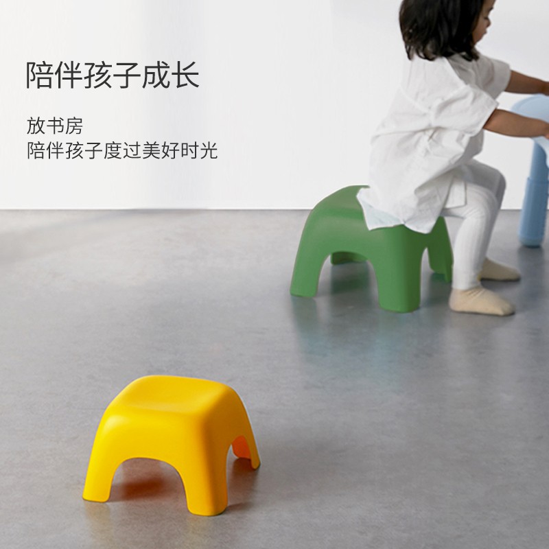禧天龙家用塑料凳板凳 耐磨加厚儿童椅子 浴室凳子踩脚凳马桶凳 黄色