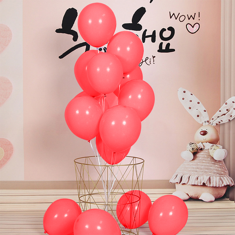 京惠思创生日表白装饰亚光加厚气球婚房布置气球马卡龙红100/只 JH8027