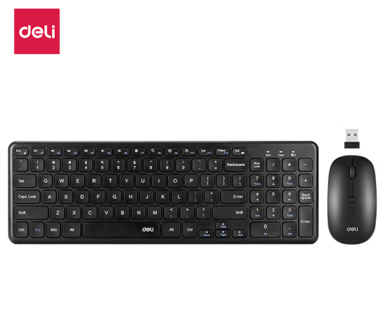 得力（deli） 办公键盘便携笔记本键盘带磁吸支架平板键盘 LN400-B双区无线键鼠套装