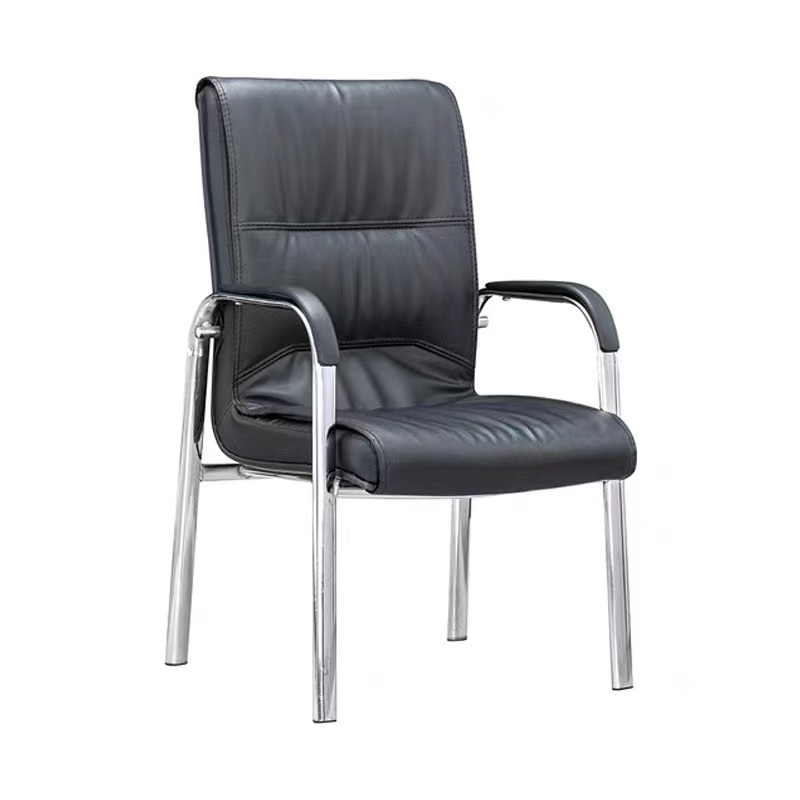 创新办公椅电脑椅会议椅四脚落地黑色仿皮CX001