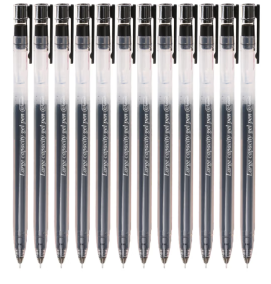 晨光（M&G） 文具0.5mm中性笔巨能写笔杆笔芯一体化 大容量水笔12支盒 AGPY5501A黑色笔夹 12支黑色油墨