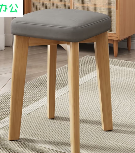 卡利珀实木子家用板现代简约餐桌椅子网红圆可叠放餐椅方矮 免拆洗科技布乳胶款灰色-原