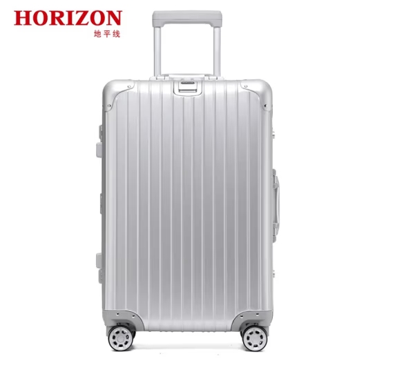 HORIZON铝镁合金拉杆箱万向轮旅行箱子行李箱铝框密码锁20寸月光银