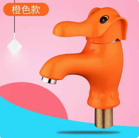 创新 儿童卡通 彩色小象冷热陶瓷水龙头 幼儿园面盆台盆专用 橙色 （单位：个）