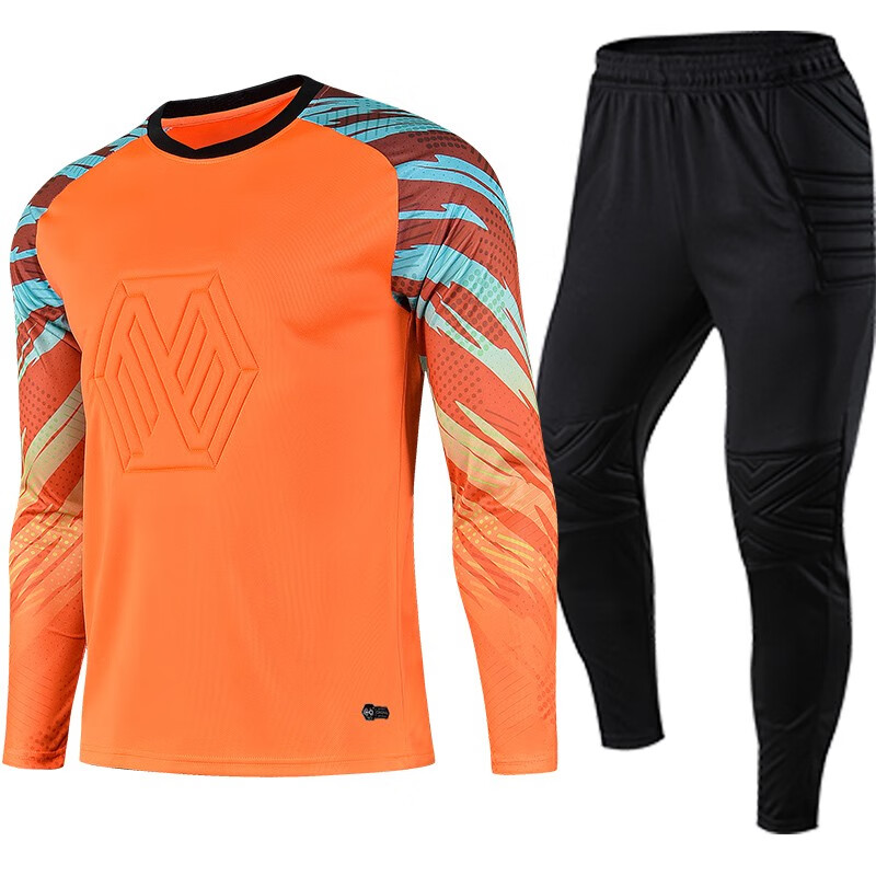 国产 足球守门员服套装 7804 橙色长袖+长裤套装 3XL