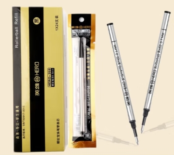 英雄笔芯H-359宝珠笔替换芯签字笔芯替换金属笔芯走珠笔笔芯黑色螺旋式直插式 螺旋式（0.
